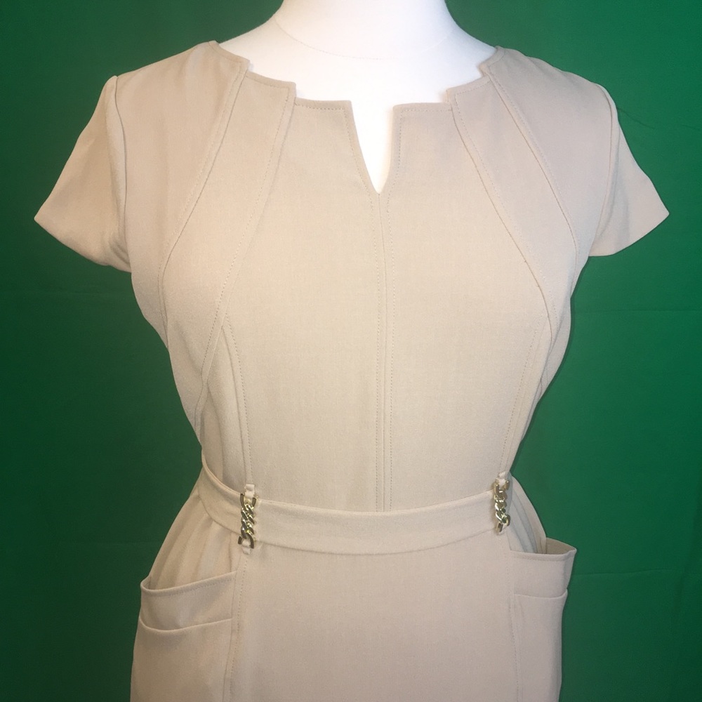 Plus (16) Ellen Tracy Cap Sleeve Dress in Tan